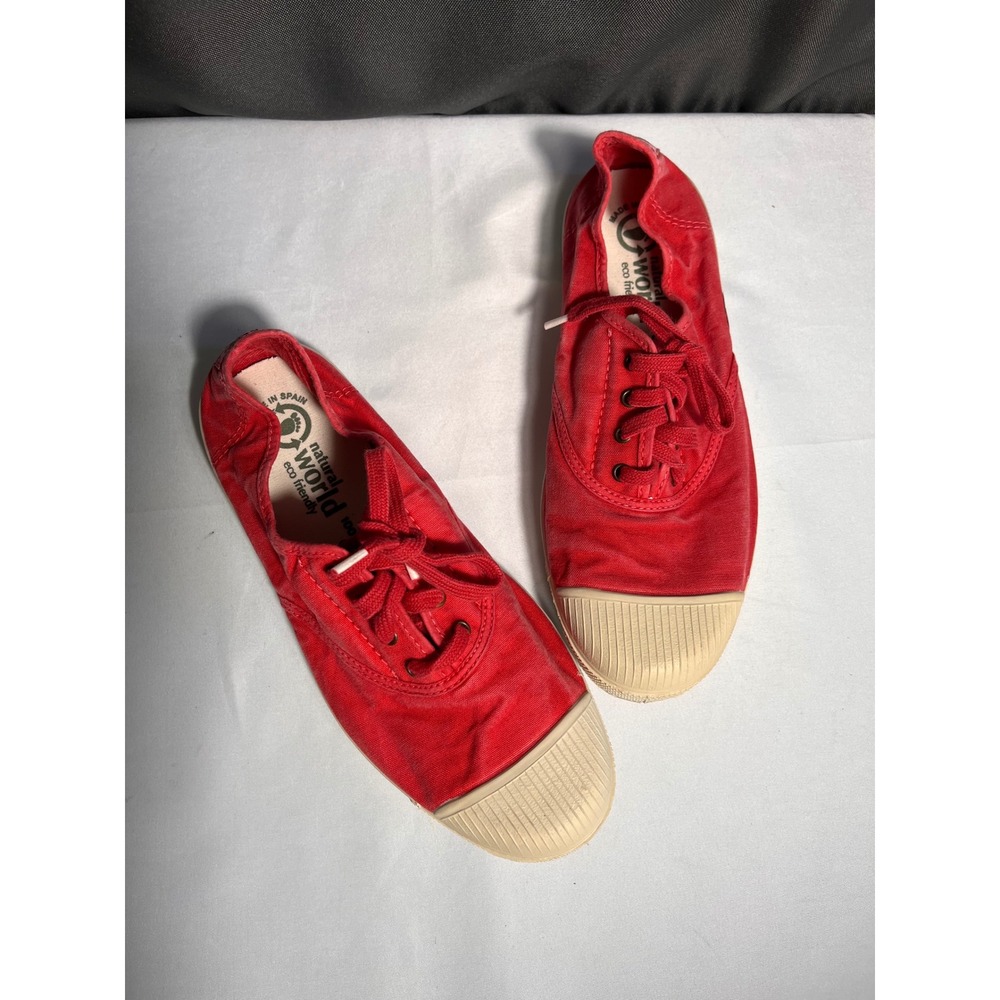 Natural World Eco Friendly Red Organic Cotton Sneakers‎ Made in Spain Size 40